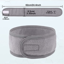 4 Pcs Spa Headband for Facial Skincare Headbands Adjustable Face WashingTowel Makeup Hair Bands Head Wraps for Women Man Shower, Yoga, Sports, Bath (Grey)