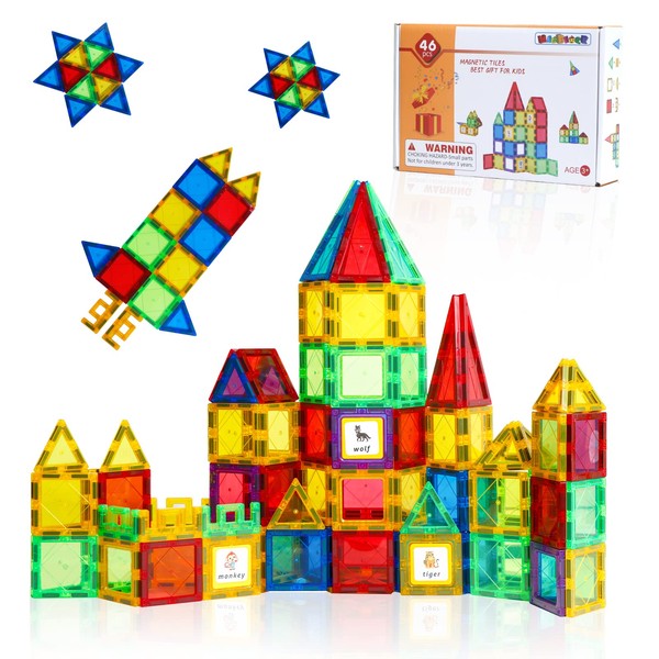 Magblock Magnetic Building Blocks Sets - 46PCS Magnetic Tiles | Magnet Game Toy | Construction Educational Toys for 3 4 5 6 Years Old Boys & Girls On Birthday