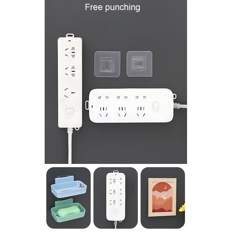 YOFAN 10 Pairs Clear Double-Sided Adhesive Wall Hooks - Mounted