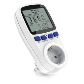 CSL - Energy Cost Meter - Power Consumption Meter, Energy Cost Display - Electricity Meter - 3680W - Energy Meter with Integrated Touch Protection