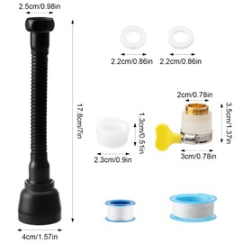 APOMOONS 360° Rotating Kitchen Tap Attachment, Tap Extension Black with Adapter, 3 Modes Extension Taps Attachment Hose for Bathroom Kitchen