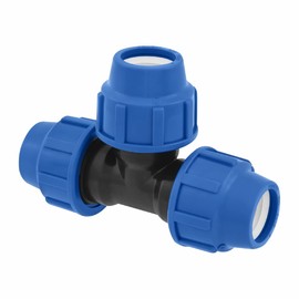 SmartProduct T-Piece PE Pipe Fitting 25 mm x 25 mm x 25 mm Screw Connection PN16 DVGW Drinking Water Certified - Clamp Connector - PP T Piece Coupling Compatible with PE80 PE100 Pipes - Pack of 1