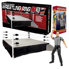 Figures Toy Company Wrestling Ring & Talking Wrestling Referee Figure for WWE & AEW Action Figures