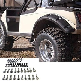 Huskey 4PCS Club Car DS Golf Cart Fender Flares with Stainless Steel Hardware for DS 1993 & Up G&E Models,Constructed of Impact-Resistant ABS plastic for Lifted Golf Cart with Offroad Tires
