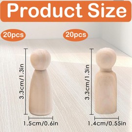 40Pcs Wooden Peg Dolls, 35MM Peg Dolls, Unfinished Wooden Dolls Female Male Plain Blank Bodies Angel Dolls for Kids Art and Creative DIY Craft, Wooden People For Decoration