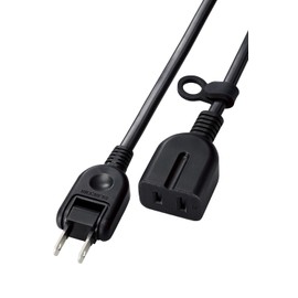 ELECOM Power Strip Extension Cord 2m with Dust-proof Shutter Polarity Compatible 3-Pin Plug Connection Possible Black Swing Plug T-X01-2120BK