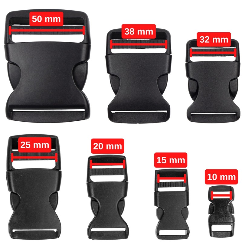 Your Day Mate Black Plastic Buckles for Webbings, Snap Fastener,
