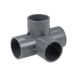 sourcing map 32 mm, Pack of 5 4-Way T-Piece PVC Connection Elbow Furniture Grey PVC Pipe Connector Screw Connection Irrigation Sprinkler