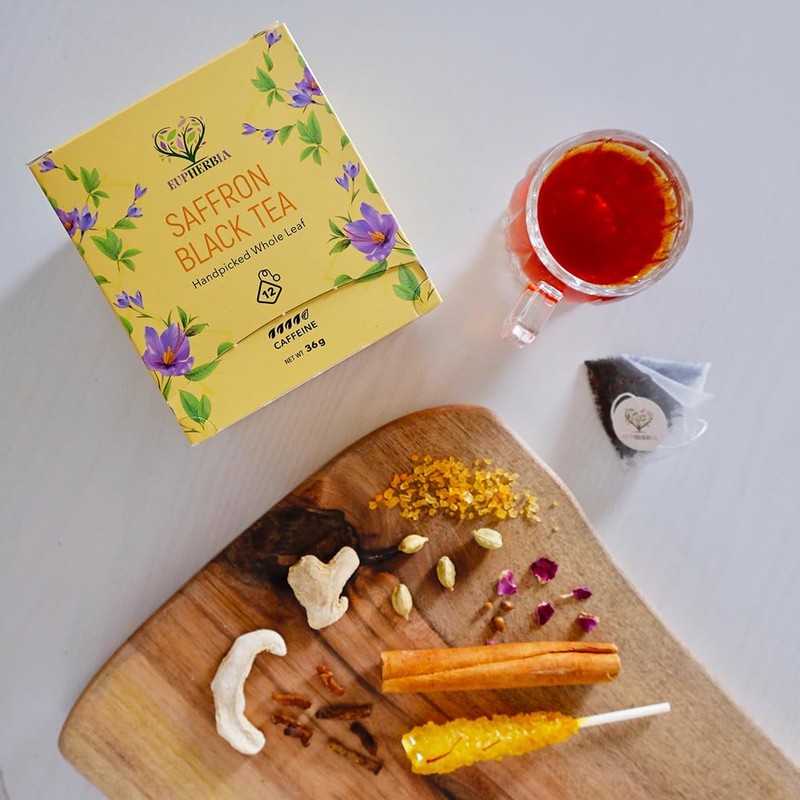 Eupherbia Saffron Black Tea, Handpicked, Highland Grown Whole Leaf Tea,