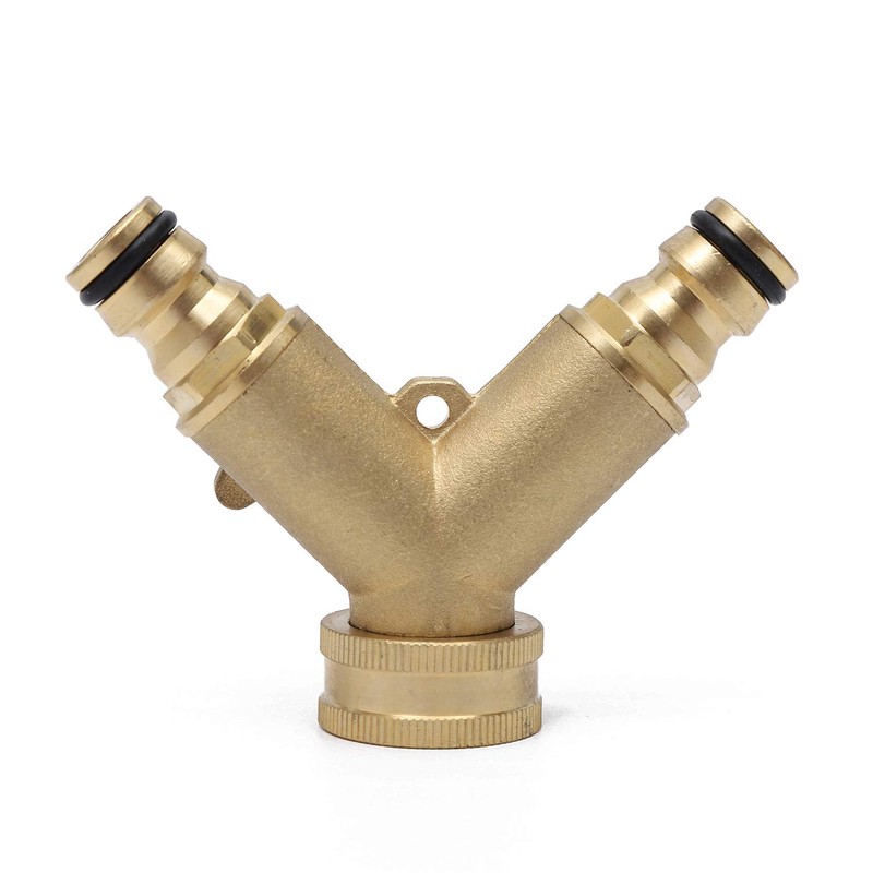 KATSU 2 Way Brass Garden Hose Splitter Y Valve Double