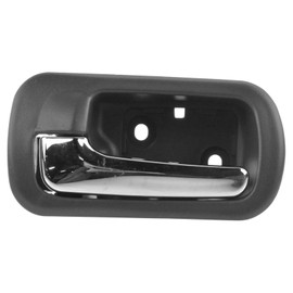 TRQ Rear Left Interior Door Handle Chrome & Taupe Drivers Side Compatible with 2001-2005 Honda Civic