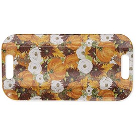 Boston International Thanksgiving Fall Autumn Melamine Serving Tray Platter with Handles, 15 x 8-Inches, Fall All Over