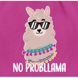 Shirtracer - Gym Bag Backpack - Sayings Statement - No Probllama - White, 01 Fuchsia