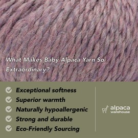 100% Baby Alpaca Yarn Wool Set of 3 Skeins Bulky Weight - Made in Peru - Heavenly Soft and Perfect for Knitting and Crocheting (Heather Lilac, Bulky)