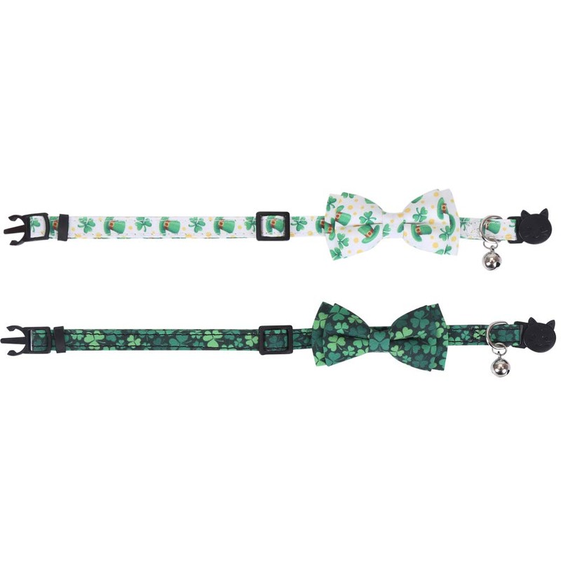 Lamphyface 2 Pack St.Patrick's Day Cat Collar with Cute Bow