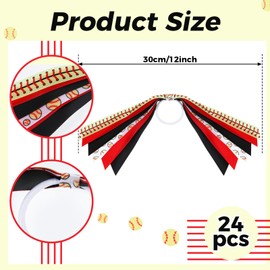 Kajaia 24 Pcs Softball Hair Ties Softball Scrunchies Elastics Softball Hair Accessories Softball Ribbon Ponytail Streamer Softball Gifts for Player Teams Teen