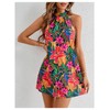 Floerns Women's Sleeveless Floral Print Sundress Halter Neck A Line