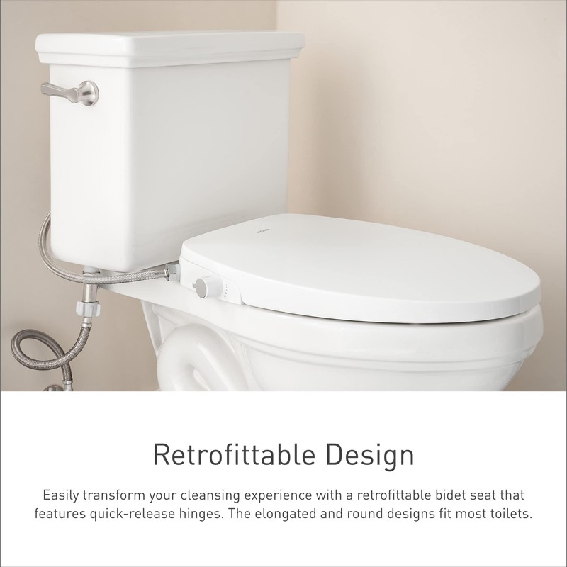 Moen EB500-R 2-Series Standard Non-Electronic Bidet Seat for Round Toilets,