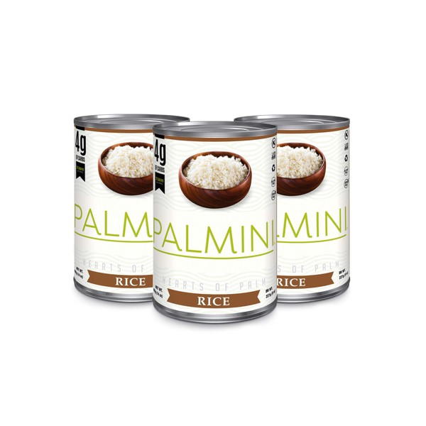 Palmini Rice| Low-Carb, Low-Calorie Hearts of Palm Rice | Keto, Gluten Free, Vegan, Non-GMO | As seen on Shark Tank |(14 Ounces Can - Pack of 3)