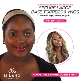 MILANO COLLECTION Banda grande antideslizante TopGrip para adornos y pelucas extra grandes; elimina clips y volumen en la nuca (patentado) (beige)