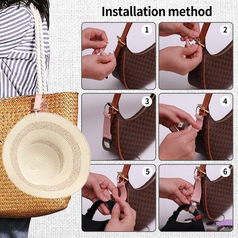 Pack of 5 Windproof Hat Ropes, 2 Pieces Hat Clips,