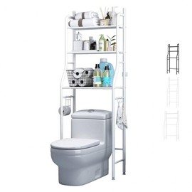 Kiming toilet bathroom toilet shelf storage supplies fixed type 3 tier hanger black 3 tier