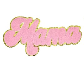 10 inch Mama Chenille Letter Patches, Iron on Letters for Clothing, Iron on Patches for Hats, Stick on Letters for Bags，Patches for Backpacks, Patches for Jeans. (Pink)