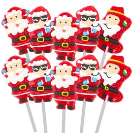 Sweetzo Santa Suckers, Individually Wrapped Christmas Lollipops, Holiday Candy Party Favors and Stocking Stuffers (12 Pieces)