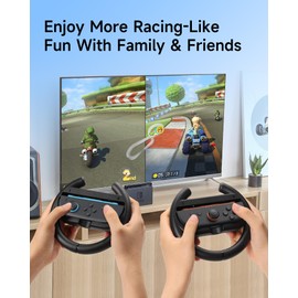 EasySMX Steering Wheels for Switch 2&1 Console JoyCons, 2 Pack Racing Wheels for Mario Kart 9/8 Deluxe, Switch 2 Steering Wheel for Joy-con 2,Joycon Remote Controller Race Accessories [2X Black]