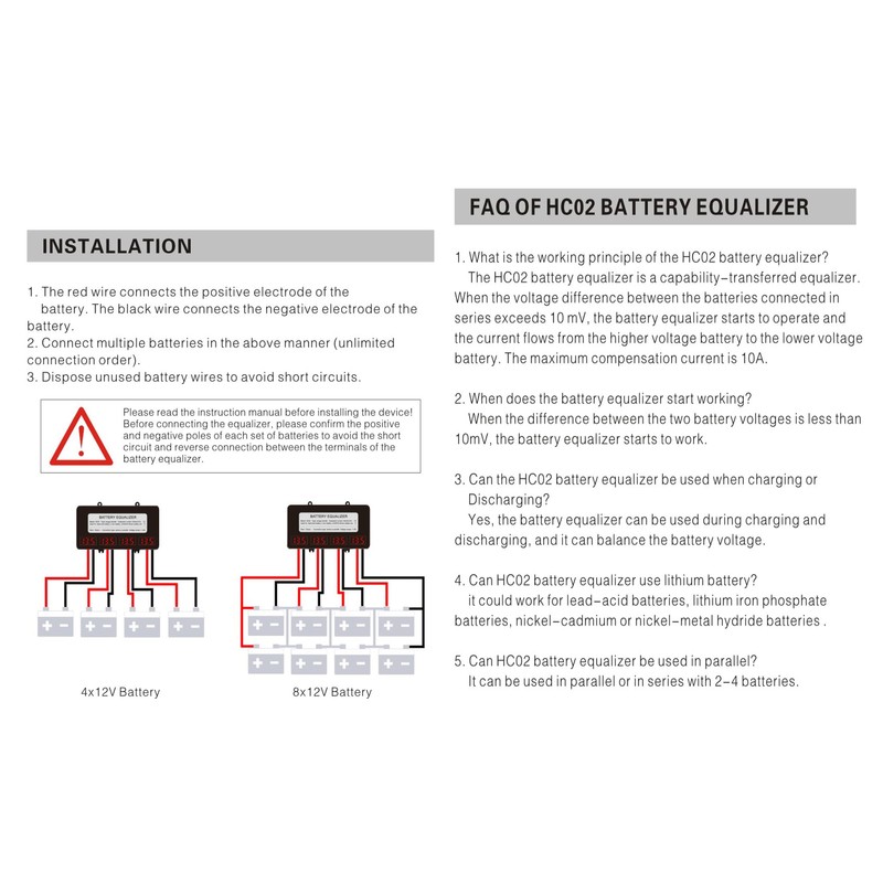 ANGUI HC02 Battery Equalizer 4PCS Batteries DC Inverter 10A Current