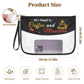 Makeup Lover Makeup Bag Artist Beautician Gift for Women Coffee Lover Gifts Clear PVC Cosmetic Bag Christmas Birthday Gift for Esthetician Cosmetologist Coworker Sisters Friend Zipper Toiletry Pouch