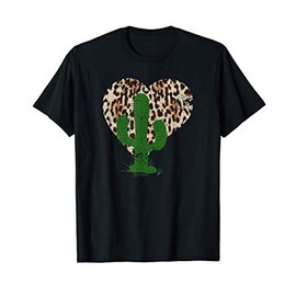Vintage Leopard Heart Print Cheeta Leopard Cactus T-Shirt