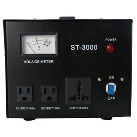 YaeCCC ST-3000 Voltage Transformer Converter Regulator with Voltage Meter - Step Up/Down - 110V/220V - Circuit Breaker Protection