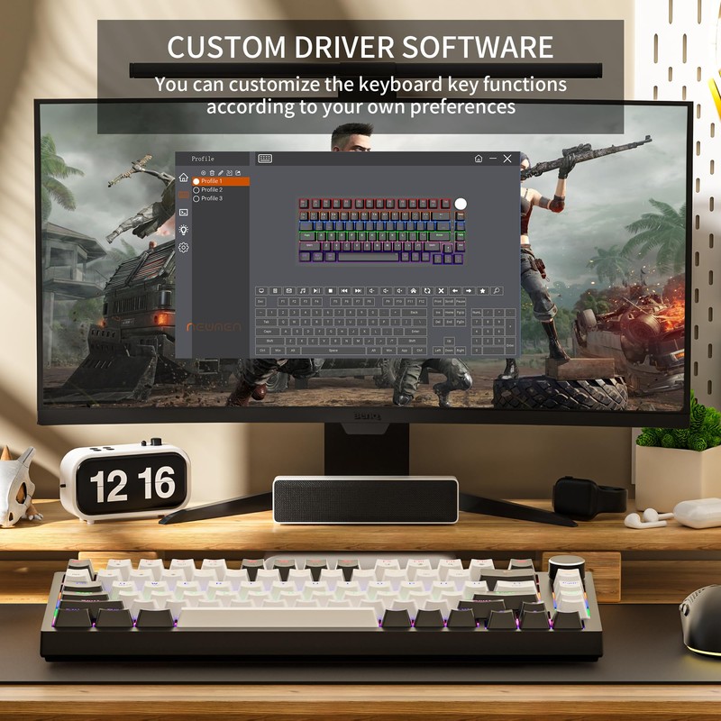 Newmen GM326 Wired Mechanical Keyboard,75% Percent Mini Backlit Hot Swappable