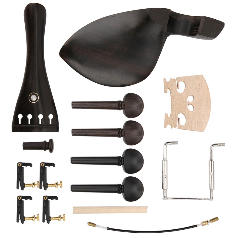 4/4 Violin Parts Tailpiece Ebony Tuning Pegs Chinrest Endpin Tuners