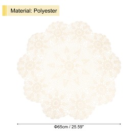 sourcing map Handmade Crochet Tablecloth, 26inch Handmade Crochet Doilies Table Mats Round Bauhinia Lace Table Cover for Kitchen Dining Room Decor, Beige
