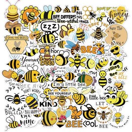 HNTR® Buzzing Bee Stickers | 42 Cute Bumble Bee Decals | Waterproof Vinyl Sticker Pack for Laptops, Water Bottles, Scrapbooks & More