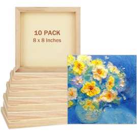 JMIATRY 10 Packs 8 x 8 Inch Wood Art Panel for Painting Blank Wood Canvas 3/4 Inch Deep Wooden Canvas Wood Art Panel Boards Wood Panels for Painting, DIY Craft, Pouring Art