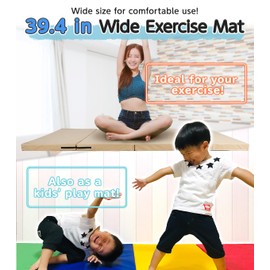 KaRaDaStyle Gymnastics Mat Folding Stretch Mats 71"x39"x2" Exercise Muscle Training Children Play Horizontal Bar Mat Yoga Sports Soundproof Home Use (Brown/4-fold)