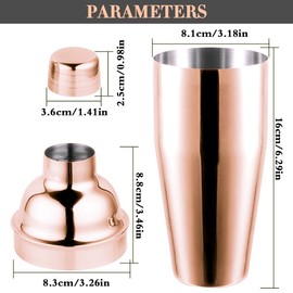 NewGF Cocktail Shaker,Drink Mixer with Built-in Strainer for Mixing Drinks Margaritas,Beginner Friendly Stainless Steel Mixer Bar Utensil Tool(rose)