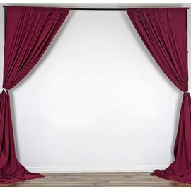 luvfabrics 2 (Two) Curtains 5 feet Wide x 10 feet high Polyester Backdrop Drapes Curtains Panels - Wedding Ceremony Party Home Window Decorations (Burgundy)