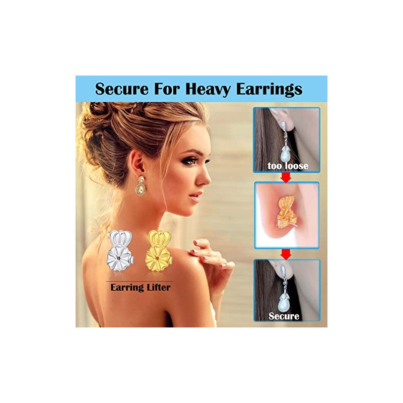 6 Pairs Earring Backs Lifters,925 Sterling Silver Earring Backs for