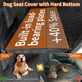 Wuatow Dog Car Seat Cover, Back Seat Extender for Dogs,Waterproof Car Seat Cover for Back Seat with Hard Bottom,Dog Hammock for Car SUV Truck (Holds 400lbs)