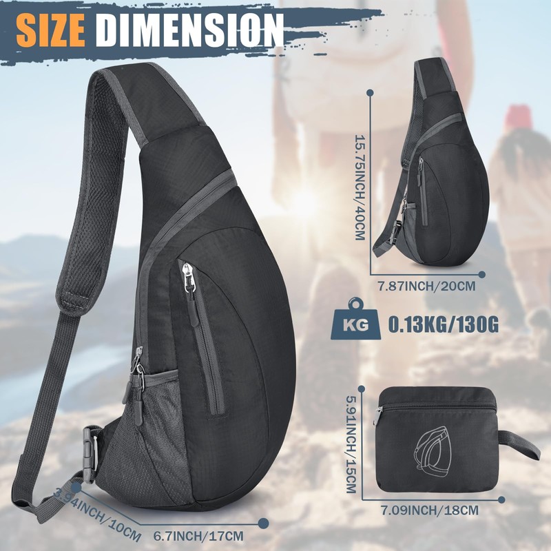ZOMAKE Sling Backpack 10L - Small Crossbody Backpacks Waterproof Sling