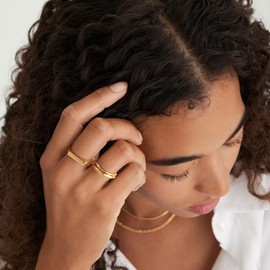 RIOSO 24PCS Gold Chunky Rings for Women Gold Plated Thick Adjustable Statement Ring Set