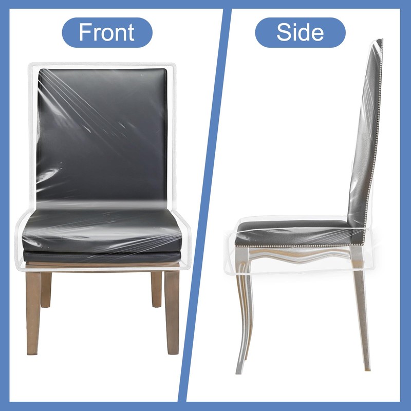 4 Pack Plastic Chair Covers, Clear Dining Room Chairs Cover