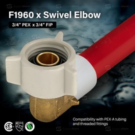3/4" Pex x 3/4" FIP Threaded 90 Degree Elbow Pex-A, 1/2" Expansion Pex x 1/2" NPT Elbow Adapter, No Lead Brass F1960 Adapter For Use in Pex-A-Tubing Connection (Pack of 5)