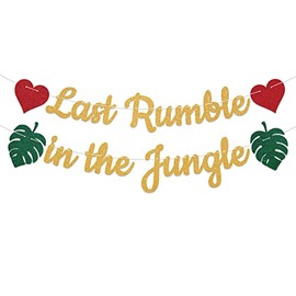 Last Rumble in The Jungle Banner, Gold Glitter Jungle Safari Bachelorette Decorations, Monstera Leaf Decor, Bachelorette Party Decorations