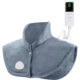 Almohadilla Termica Ponderada para Cuello y Hombros, 1.65 lb Compresa Caliente Electrica de Cuello Pesada Extra Grande para Alivio del Dolor - 6 Configuraciones de Calor y 3 Automáticamente con Cuenta Regresiva, Lavable - 15.7 "x19.6", Gris