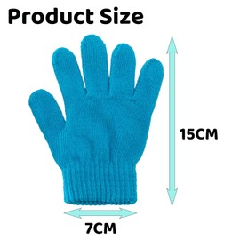 3 Pairs Kid's Winter Magic Gloves, Toddler Gloves Children's Winter Knitted Stretchy Gloves Christmas Gifts for 3~10 Years Old Kids (Light Blue)